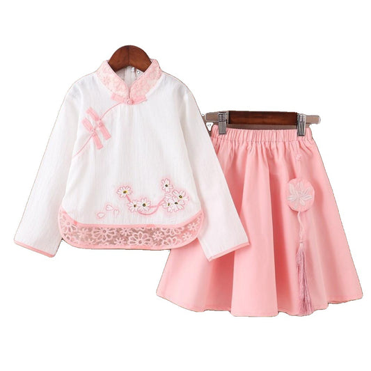 Falda de Verano Estilo Chino Antiguo para Niñas