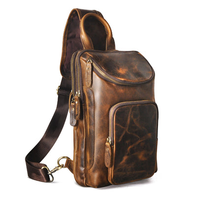 Bolsa de Pecho Retro en Cuero Crazy Horse Premium para Hombre - Image 11