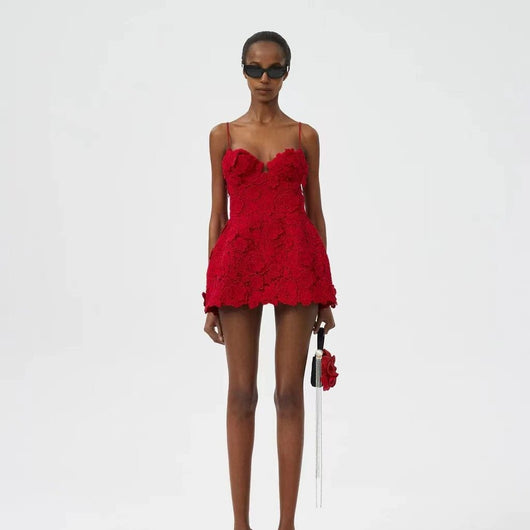 Vestido Sling Estampado Rojo Elegante y Sensual