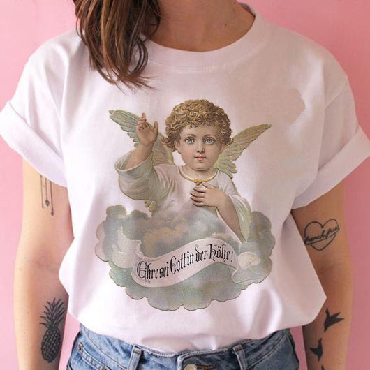 Playera Manga Corta Estampado Ángel Bebé Lindo para Mujer - Image 5