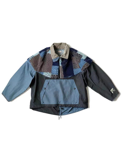 Chaqueta Térmica Color Block con Cuello Alto y Costuras de Cuadros