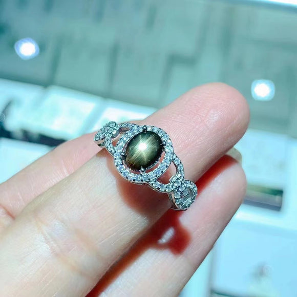 Anillo de Zafiro Estrella Natural para Mujer
