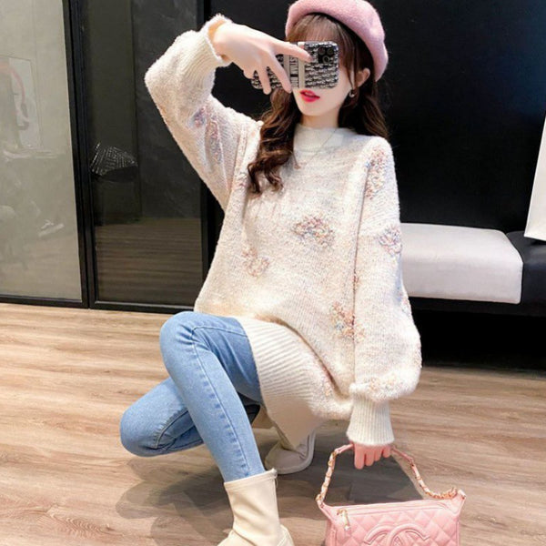 Suéter Acolchado Cuello Redondo Lazy Style para Mujer