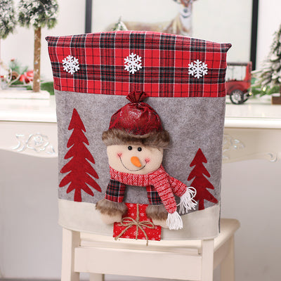 Funda de Silla 3D Navideña con Diseño de Papá Noel y Muñeco de Nieve - Image 4