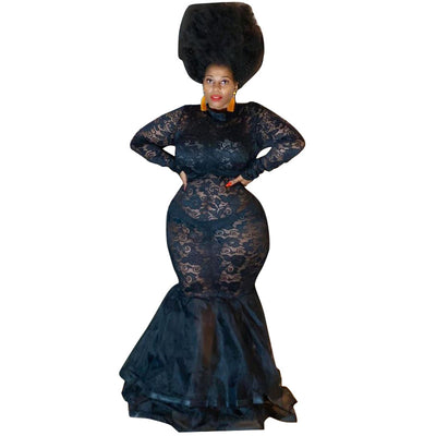 Falda de Encaje Talla Grande para Noche de Club con Detalles Perspectiva - Image 3