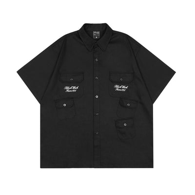 Camisa Manga Corta Hombre Verano Estilo Japonés Bordado Ángel Street