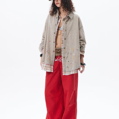 Camisa Denim Holgada con Efecto Tinta Splash - Image 11