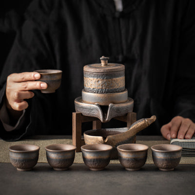Juego de Té de Cerámica Esmaltada Dorada - Image 7