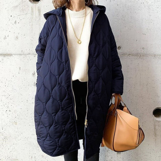 Abrigo Acolchado Mujer Invierno con Diseño Rombo y Capucha - Image 13