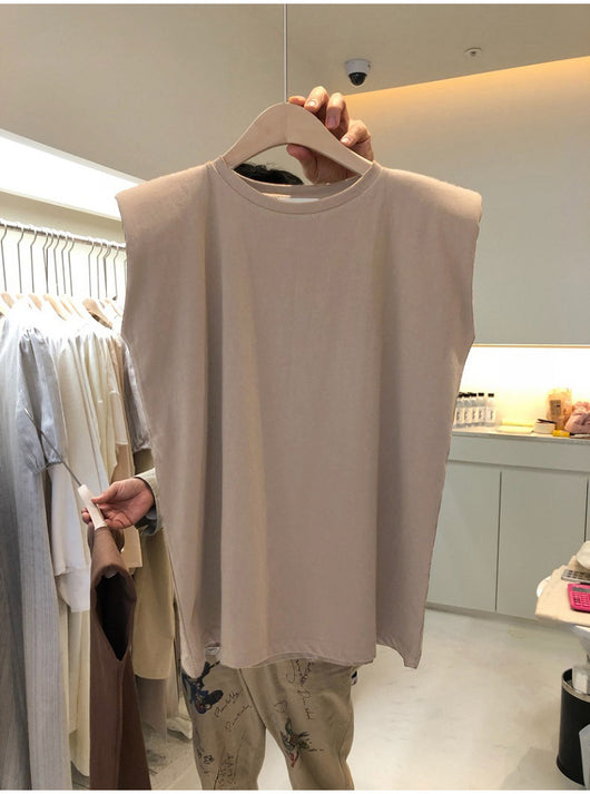 Blusa Sin Mangas Cuello Redondo con Hombreras en Colores Sólidos - Image 5