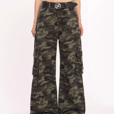 Pantalón Cargo Ancho Camuflaje Retro de Tiro Bajo - Image 2