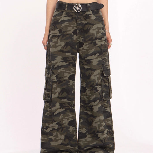 Pantalón Cargo Ancho Camuflaje Retro de Tiro Bajo - Image 2