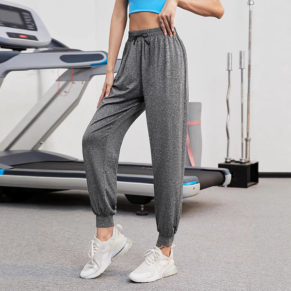 Pantalones Deportivos Cintura Alta Holgados con Puños Ajustados