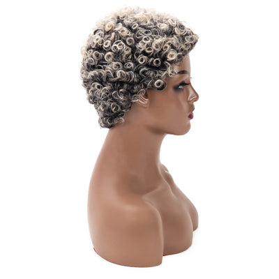 Peluca Rizada Africana Plateada para Damas - Fibra Sintética Premium - Image 3