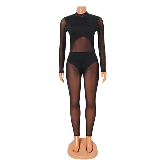 Jumpsuit Transparente con Detalles en Malla para Mujer - Image 6