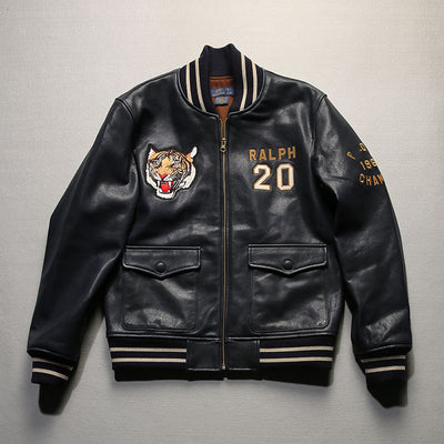 Chaqueta de Cuero para Hombre con Cuello Mao - Estilo Casual Deportivo - Image 10