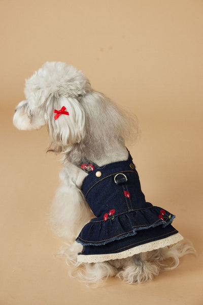 Vestido Denim de Cereza para Perras - Ropa de Primavera y Verano - Image 9