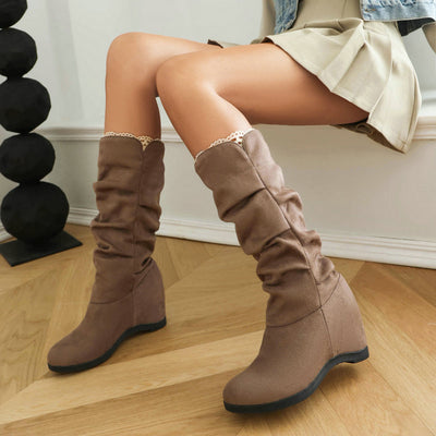 Botas Plataforma de Ante para Mujer - Estilo Alto y Versátil - Image 8