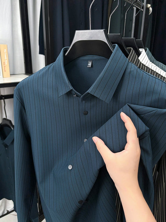 Camisa de Rayas Verticales para Hombre - Primavera y Otoño - Image 16