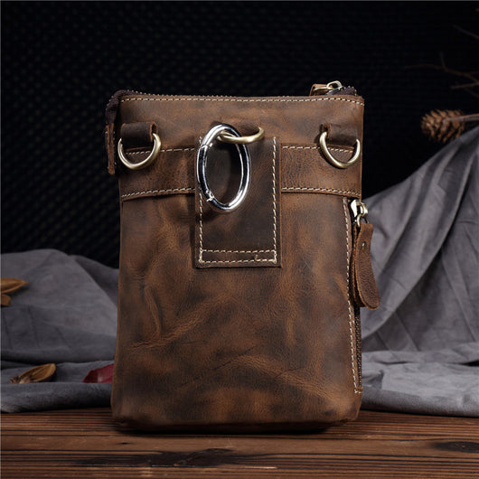 Bolso Bandolera de Cuero Crazy Horse Hecho a Mano para Hombre - Image 7