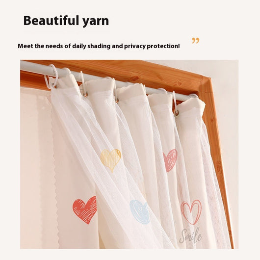 White semi-sheer curtain with a green grid pattern and illustrations of potted cacti and succulents, featuring "DON'T TOUCH ME" text. - Image 11