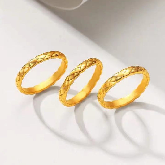 Anillo de Pareja Dorado Xiaoxiang Lingge - Diseño Fashion Elegante