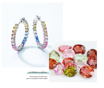 Aretes de Circonia Arcoíris en Plata S925 con Gemas de Colores Incrustadas - Image 6