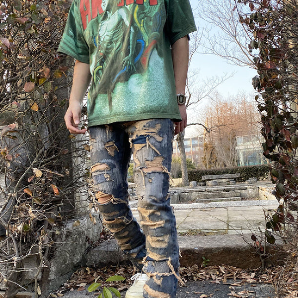 Jeans Rotos de Moda Urbana con Diseño Desgastado