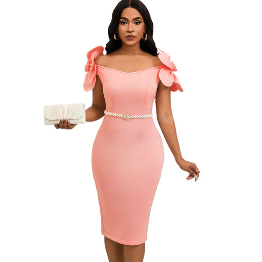 Vestido Elegante con Flores Tridimensionales para Mujer - Image 5