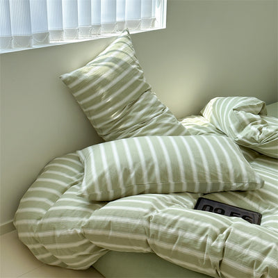 Juego de Cama Retro Japonés de Algodón con Rayas Clásicas - 4 Piezas - Image 6