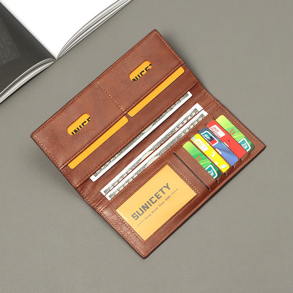Billetera Multifuncional para Hombre con Protección Antirrobo y Costura de Diseño