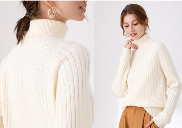 Suéter Cuello Alto Grueso Liso para Mujer