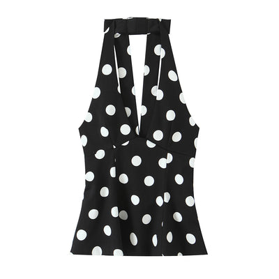 Blusa Elegante con Lunares y Escote Halter - Image 6