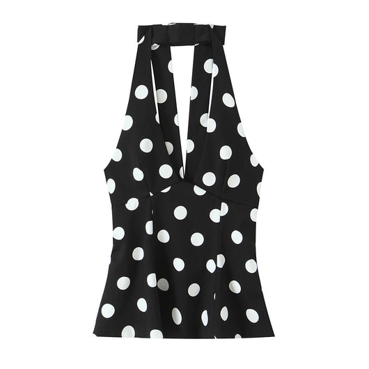 Blusa Elegante con Lunares y Escote Halter - Image 6