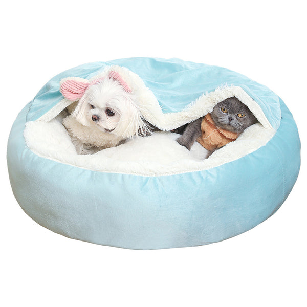 Cama Ortopédica para Perros y Gatos con Manta Térmica y Capucha