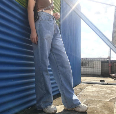 Pantalón Denim Talle Alto Pierna Recta Ancho - Image 3