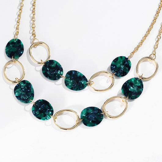Collar Corto Geométrico Multicapa Acetato y Aleación para Mujer - Image 10