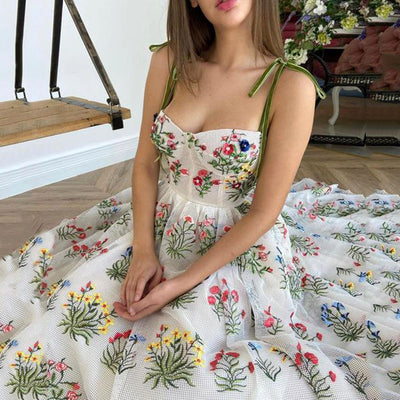 Vestido Estampado con Tirantes Cruzados y Falda Suspender - Image 7