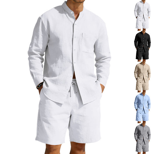 Conjunto de Camisa y Shorts de Lino para Hombre - Image 2