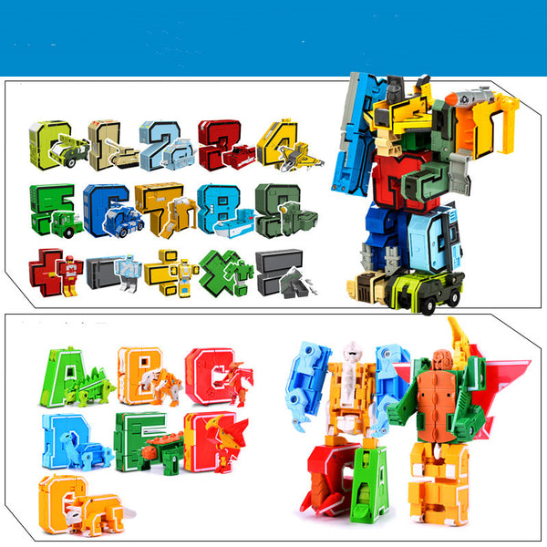 Set Completo de Letras Transformables 4 en 1 con 5 Robots y 6 Figuras de Niños Puzzle