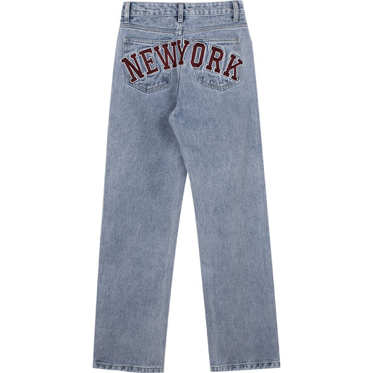 Jeans Rectos Cintura Alta Azul Claro Efecto Reductor Estilo Retro - Image 4