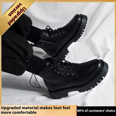 Botas Negras de Cuero para Hombre con Cierre Lateral y Plataforma Elevada - Image 6