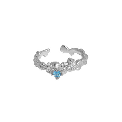 Anillo de Plata Esterlina 925 con Circonita Irregular y Textura Artesanal para Mujer - Image 4