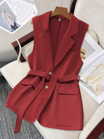 Chaleco Blazer Suelto Liso con Lazos Ajustables para Mujer - Image 13