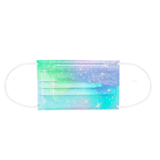 Children's disposable protective mask with a playful cat and paw print pattern on a dark blue background, featuring white ear loops. - Image 6