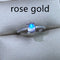 Natural Azul Moonstone Ring 925 Plateado Inlaid Simple Estilo Rose Dorado 5x7 mm moonstone