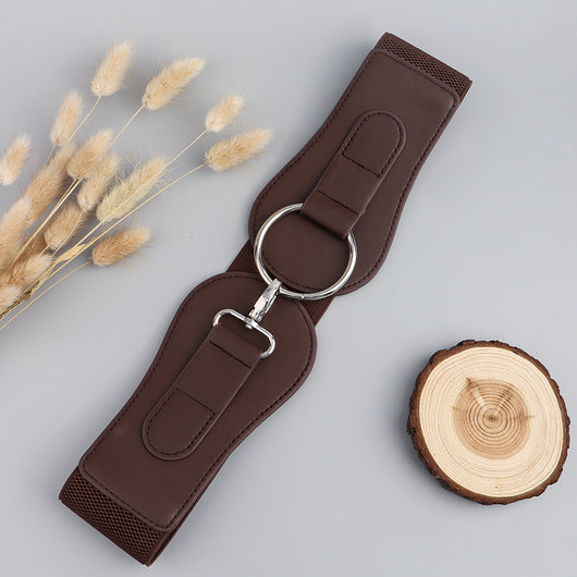 Cinturón Elástico PU Otoño Invierno para Mujer - Café y Negro Elegante - Image 42