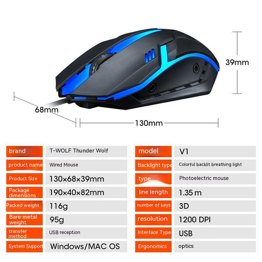 Ratón Gaming RGB con Cable USB Iluminado para PC y Notebook - Image 4