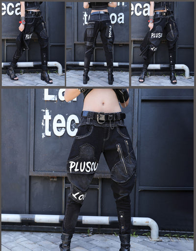 Pantalones Harem Denim Negro Mujer - Estilo Moderno y Cómodo - Image 6