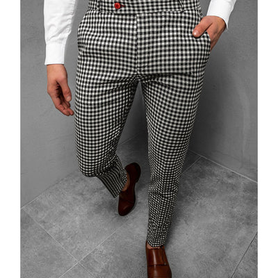 Pantalones Casuales a Cuadros Blanco y Negro para Hombre - Image 8